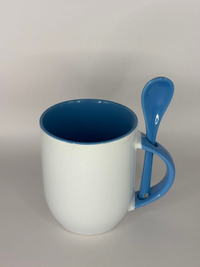 Half Colored Mug With ‏Spoon